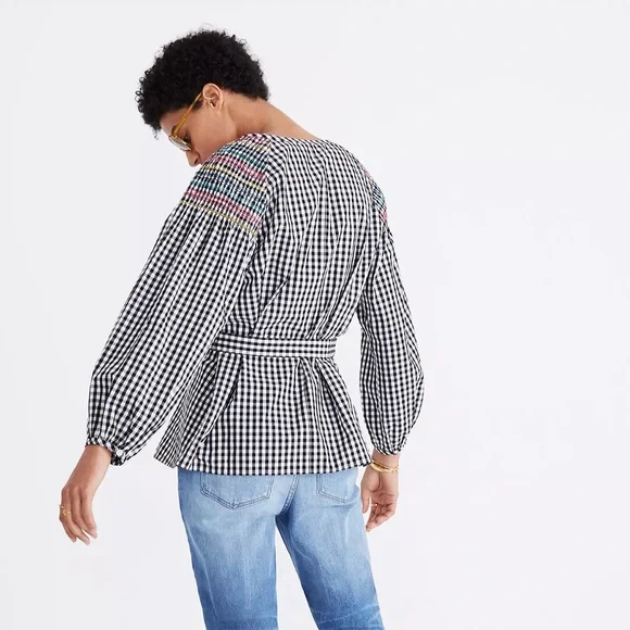 Madewell - Smocked Gingham Top - Picture 3 of 9